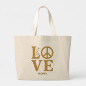 オーダーメイドの名前入り刺繍LOVEデザイン ラージトートバッグ (裏面)