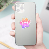オーダーメイドの名前入り犬の足跡 水彩画 シール (スマートフォン)