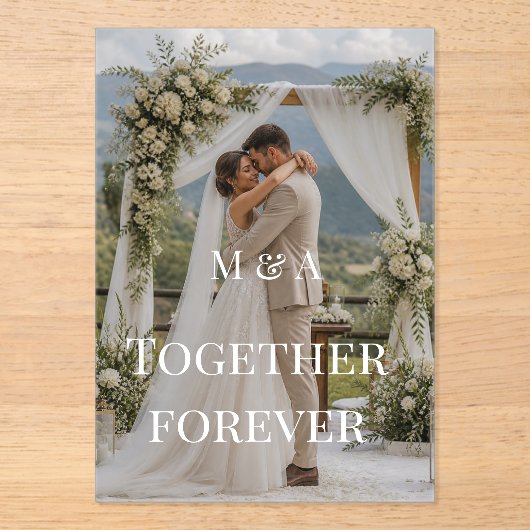 オーダーメイドの名前入り結婚式デザイン アクリル招待状 (正面)