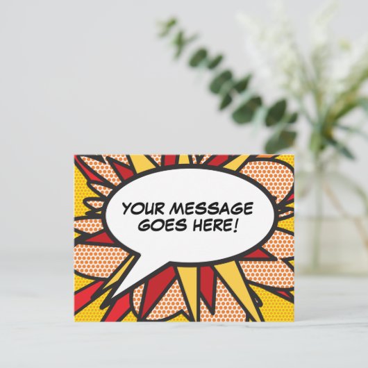 オーダーメイドの吹き出しが楽しいレトロな漫画本 ポストカード (スタンド正面)