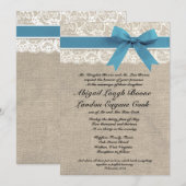 オーダーメイドの地中海風レースと麻のウェディング招待状 招待状 (正面/裏面)