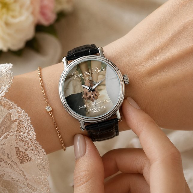 オーダーメイドの大切な日フォト結婚記念ギフト 腕時計 (Personalized Save the Date Photo Wedding Favor Watch, Wedding Favor Ideas)