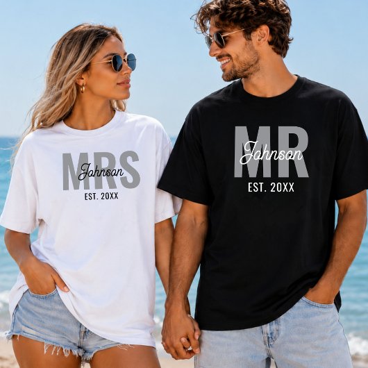 オーダーメイドの夫婦ペア ウェディング Tシャツ