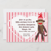 オーダーメイドの女の子のソックモンキー 5x7 招待状 (裏面)