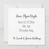 オーダーメイドの女の子のピンクの誕生お知らせカード 招待状 (裏面)