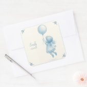 オーダーメイドの女の子の誕生お知らせステッカー スクエアシール (封筒)