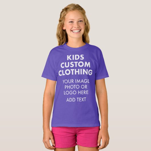 オーダーメイドの女の子のTシャツ - パープル Tシャツ (正面フル)
