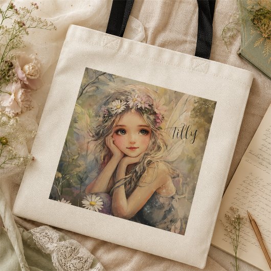 オーダーメイドの妖精の水彩画の花の少女のウェディング トートバッグ