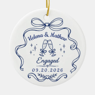 オーダーメイドの婚約記念クリスマスオーナメント セラミックオーナメント