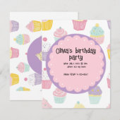 オーダーメイドの子供の誕生日カップケーキデザイン (正面/裏面)