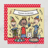 オーダーメイドの子供の誕生日パーティー招待状 (正面/裏面)