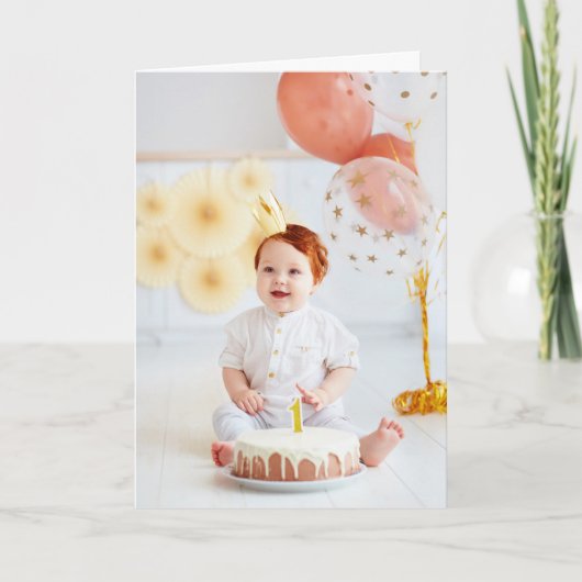 オーダーメイドの子供の誕生日写真の感謝カード カード (正面)