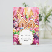 オーダーメイドの子供用キャンディランド誕生日パーティー サンキューカード (スタンド正面)