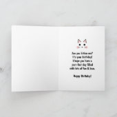 オーダーメイドの子猫の誕生日 カード (内部)