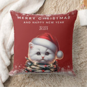 オーダーメイドの子猫サンタ帽子 クリスマス クッション (ブランケット)