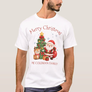 オーダーメイドの家族おそろいクリスマス メンズTシャツ Tシャツ