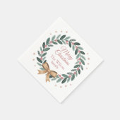 オーダーメイドの家族クリスマスリース スタンダードカクテルナプキン (角)