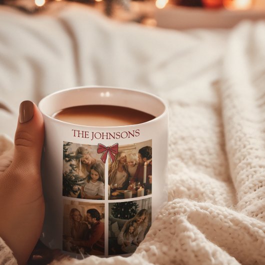 オーダーメイドの家族クリスマス写真コラージュマグ コーヒーマグカップ