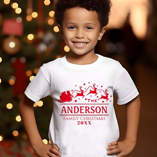 オーダーメイドの家族クリスマス ホリデー Tシャツ