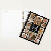 オーダーメイドの家族写真コラージュ グレー モノグラム プランナー手帳 (ディスプレー)