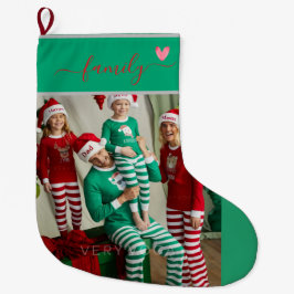 オーダーメイドの家族写真入り両面クリスマスグッズ ラージクリスマスストッキング