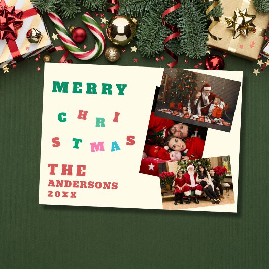 オーダーメイドの家族写真 メリークリスマスカード シーズンカード