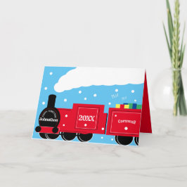 オーダーメイドの少年向けクリスマス列車の雪景色 カード