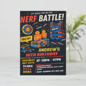 オーダーメイドの少年Nerf誕生日招待状 招待状 (スタンド正面)