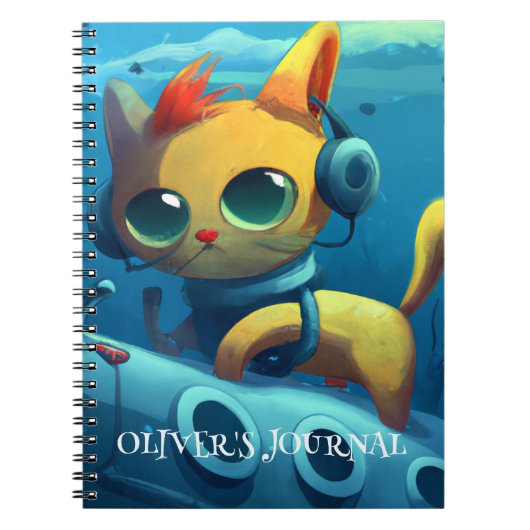 オーダーメイドの幻想的な猫の夢のジャーナル ノートブック (正面)