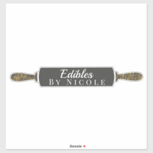 オーダーメイドの店名 ローリングピン ベーカリー 食用 シール