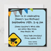 オーダーメイドの建設用セメントミキサー 誕生日 招待状 (裏面)