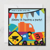 オーダーメイドの建設用セメントミキサー 誕生日 招待状 (正面)