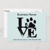 オーダーメイドの愛の子犬の肉球プリント ポストカード (正面/裏面)