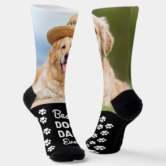 オーダーメイドの愛犬とDOG DADの写真入りカスタムソックス ソックス (傾斜あり)