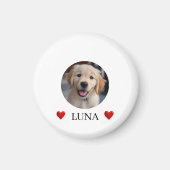 オーダーメイドの愛犬の写真と名前とハートのマグネット マグネット (正面)