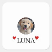 オーダーメイドの愛犬の写真＆名前ステッカー スクエアシール (正面)