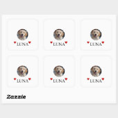 オーダーメイドの愛犬の写真＆名前ステッカー スクエアシール (シート)