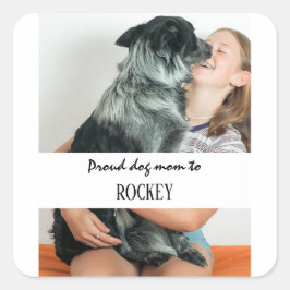 オーダーメイドの愛犬の画像と名前入りペットグッズ スクエアシール