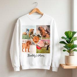 オーダーメイドの愛犬家の5匹のペット写真コラージュグリッドとハート スウェットシャツ