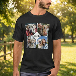 オーダーメイドの愛犬家ペットフォトコラージュ Tシャツ