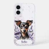 オーダーメイドの愛犬用スマホケース ミニピン iPhone 16ケース (裏面)