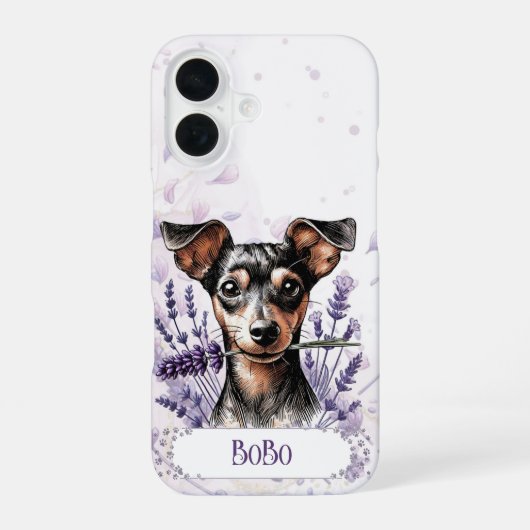 オーダーメイドの愛犬用スマホケース ミニピン iPhone 16ケース (裏面)