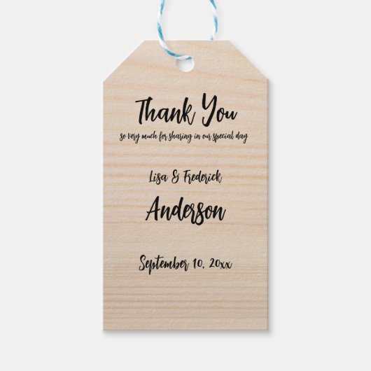 オーダーメイドの手作り木製感謝メッセージ カップルからのサンクス ギフトタグ (正面)