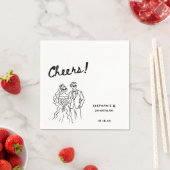 オーダーメイドの手描きキャラクター風新郎新婦の結婚式 スタンダードカクテルナプキン (インサイチュ)