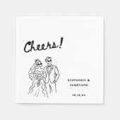 オーダーメイドの手描きキャラクター風新郎新婦の結婚式 スタンダードカクテルナプキン (正面)