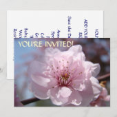 オーダーメイドの招待状 招待します！ ピンクの花びら 招待状 (正面/裏面)