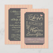 オーダーメイドの文字を使用した結婚名言のデザイン。 招待状 (正面/裏面)