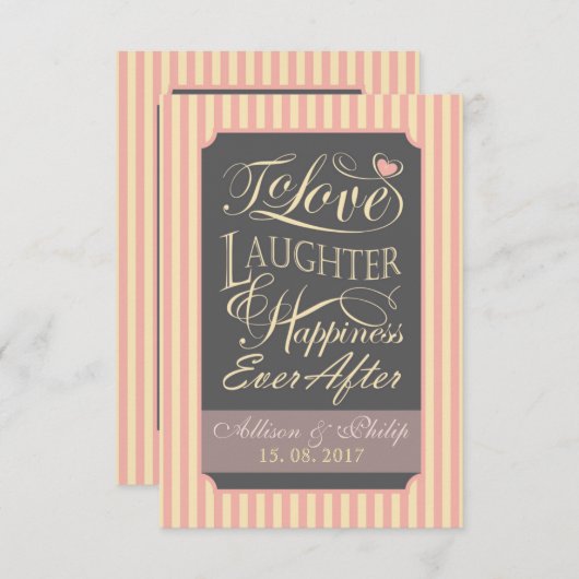 オーダーメイドの文字を使用した結婚名言デザイン 招待状 (正面/裏面)