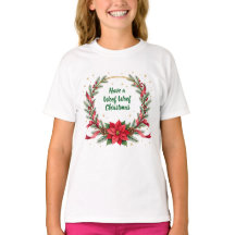 オーダーメイドの文字入りクリスマスTシャツ Woof Woof