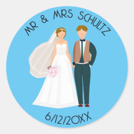 オーダーメイドの新婦新郎Mr. and Mrs. ラウンドシール